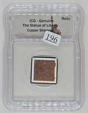 STATUE OF LIBERTY 🗽 COPPER SHAVINGS CARDED Relic Artifact ICG Certified  #96 picture