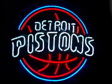 Detroit Pistons Man Cave 24x20 Neon Light Sign Lamp Beer Bar Wall Decor Glass picture