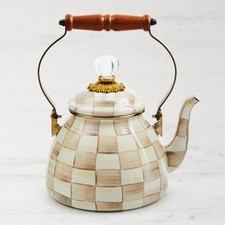 MacKenzie-Childs Mocha Check Tea Kettle, 2 qt picture