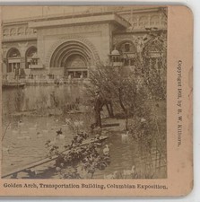 Golden Arch Transportation Building Chicago World's Fair Stereoview 1893 picture