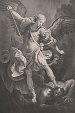 Saint Michael the Archangel by Guido Reni, 8x12 Catholic engraving print picture