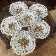 Vintage Godinger Yorkshire Bowls Set 6 Gold Rim Porcelain Butterfly Cottage 8.5” picture
