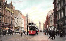 POSTCARD BELFAST HIGH STREET TRAM SHOPS ANIMATED SCENE c 1906 picture