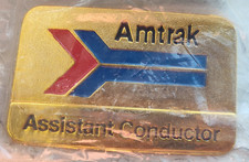 Vintage Amtrak Assistant Conductor Hat Badge Plate Pin Railroad picture