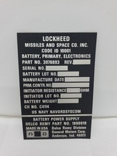 Vintage Lockheed metallic identification Sticker military aerospace component picture