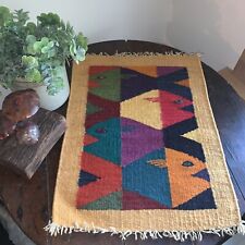 Vtg.Mid Century Modern Abstract Fish Woven Tapestry  Ackerman Era 70’s Table Rug picture