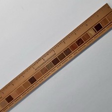 Vintage WOOD RULER Inlaid With 21 NEW ZEALAND Rare Wood Samples / Slight Damage picture