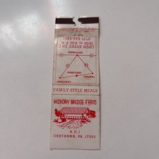 Hickory Bridge Farm Family Meals Orrtanna PA Vintage Matchbook Cover TMB63-4 picture