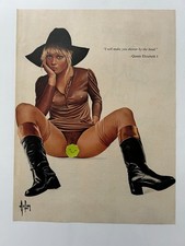 1978 Print Magazine Adult Illustration Panty-less Blonde in Boots Bar Art Pinup picture