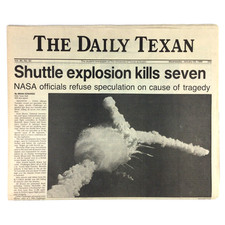 Newspaper NASA Challenger Space Shuttle Explosion DAILY TEXAN Jan 29, 1986 MINT picture