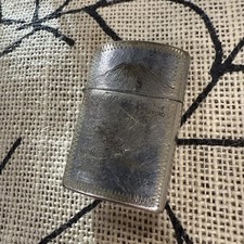 Vintage 1950s Japan Mt Fuji Engraved Metal Flip-Top Cigarette Lighter picture