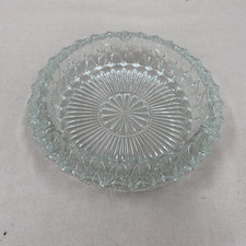 MCM Retro Crystal Glass Cigar Ashtray Diamond Design  Heavy Texture 7.5
