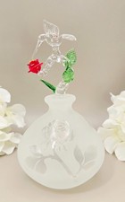 Vintage Royal Limited Crystal Perfume Bottle Hummingbird Rose Stopper Taiwan 6