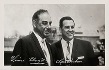1965 Lou Boudreau, Vince Lloyd Chicago Cubs Announcers Signed RPPC Postcard COPY picture