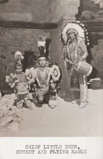 RPPC Postcard Native American Dancers Chief Little Deer , Sunset , Flying Eagle picture