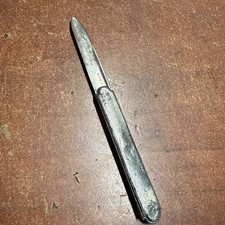 Antique 1860s Coin Silver Folding Fruit Knife Guilloche Scrollwork Tested 3