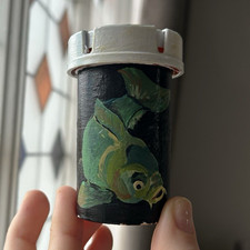 Hand painted (by me), recycled, month supply sized prescription pill bottle picture