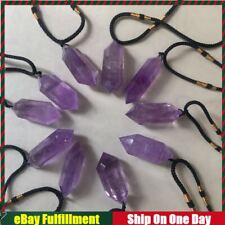 10pcs Natural Purple Amethyst Quartz Healing Stone Crystal Pendant Necklace Gift picture