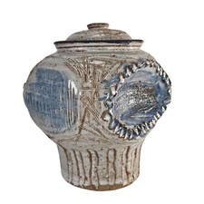 Brutalist Studio Art Pottery Jar Vase Vessel Scraffito