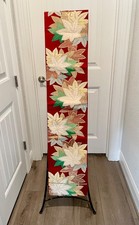 ANTIQUE JAPANESE FUKURO SILK OBI BEAUTIFUL & COLORFUL MAPLE LEAVES PATTERN picture