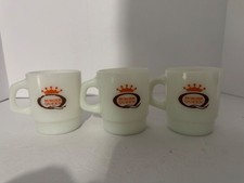 2- VINTAGE BURGER QUEENGOOD MORNING COFFEE CUPS - FIRE KING MILK GLASS picture