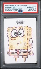2025 Topps Chrome SpongeBob 25th SpongeBob Artist Auto Sketch PSA Auth Auto 10 picture