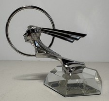 Vintage 1933 Pontiac Hood Ornament Replica Desk Paperweight on Glass Base picture