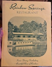Vintage 1950s Dunnellon Florida Rainbow Springs Restaurant Menu picture