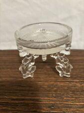Vintage Candle Holder Clear Pressed Glass 3 Flourished Feet picture