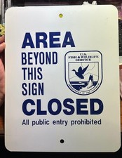 Old Vintage Rare US Fish And Wildlife Service Metal Sign