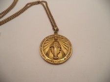 Oversized Vintage THEDA 1/20 12K GF Miraculous Medal Pendant Necklace 24