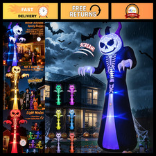 10FT Grim Reaper Halloween Inflatable Decoration, Motion-Activated Scary Prop picture