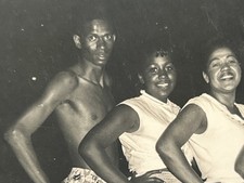 Vintage 1960s African American Group Photo Night B&W Snapshot Black Americana picture