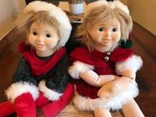 2 VTG RNE Toy Co./Fine Toy Co. Christmas shelf sitter Elf Dolls X Large 25” picture