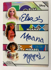 2026 Disney Topps Elsa Moana Triple Facsimile Auto Card /28 Omega Bookend picture