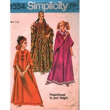Vintage 1960s Simplicity 8354 Caftan Sewing Pattern One Size Proportioned Height picture