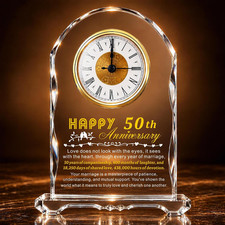 50Th Anniversary Crystal Clock Gift for Couple Parents picture