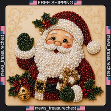 Christmas Pearl Diamond Painting Kit with Frame Santa Reindeer Tree picture
