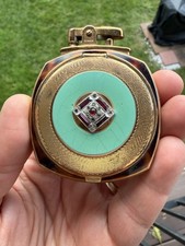 Rare Vintage Ronson Literpact Fig 106 Dureum Tortoise Enamel Rhinestone Compact picture