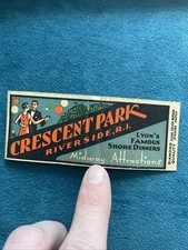 RARE Crescent Park Riverside Rhode Island DIAMOND QUALITY Matchbook FULL LENGTH picture