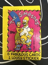 1990 Topps The Simpsons Sealed Pack With Bartman Sticker #1 Showing On Top picture