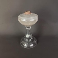 Large Antique Manganese Glass Oil Lamp Base 11