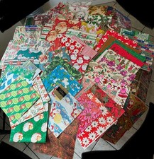 HUGE Lot of Vintage Christmas Wrapping Paper Crafting 4 lbs. & Cut Outs READ picture