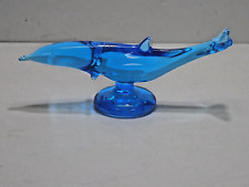 1991 Ron Ray Signed Blue Hand Blown Art Glass Dolphin   **** picture