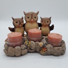 2012 Yankee Candle Triple Owl Mom Owlets Tealight Holder Resin 4