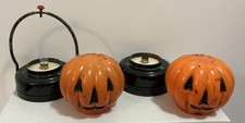 VINTAGE JACK O LANTERN JOL PUMPKIN LIGHT GLASS LANTERN 1960s HALLOWEEN PARTS TLC picture