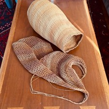 Vintage 1970's Australian Aboriginal handwoven mesh net Dilly Bag and Basket picture