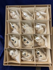 vintage dozen hand blown glass silver owl Christmas ornaments  czechoslovakia picture