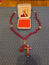 Blessed Pope John Paul II Beato Rose Petal Rosary 4 Basilicas Rome Case 2011-14 picture