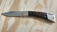 Buck 110USA Ebony WOOD Handle Folding Hunting Knife Lockback without Sheath-- picture